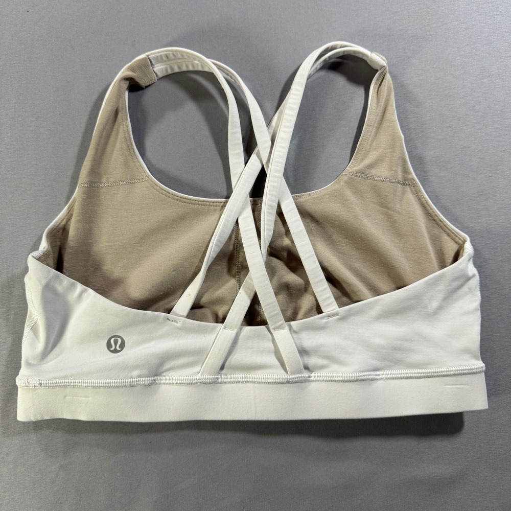 Lululemon Free to Be Bra Bone Off White Strappy Yoga Sports Bra Size 8